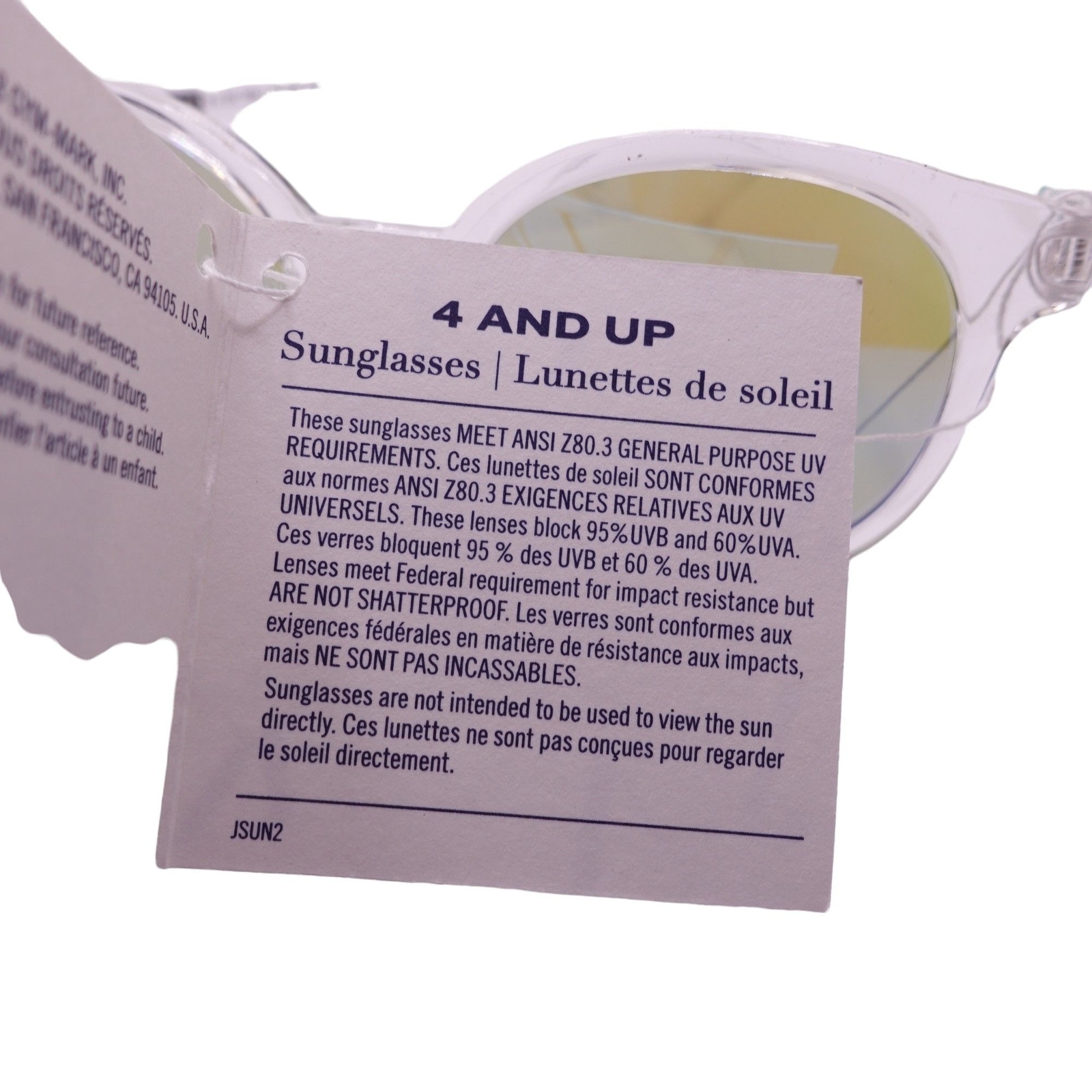 NWT Janie And Jack Round Sunglasses Girls 4 And Up Clear Tinted UV Lenses