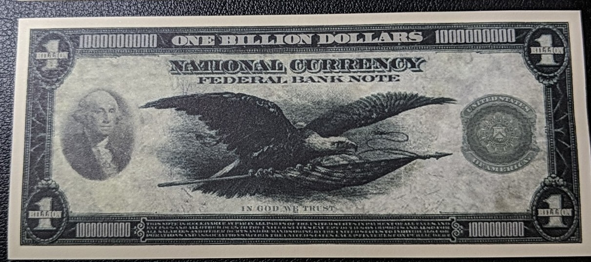 SET OF $1 Million, 1 Billion, 1 Trillion & 1 Zillion $ BILLS. Looks & feels real