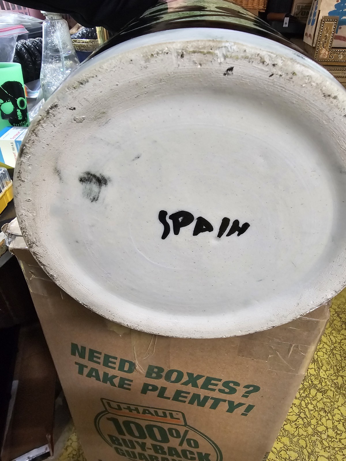 Vintage Art Pottery Hermes Style Umbrella Stand Signed Spain Mid-Century