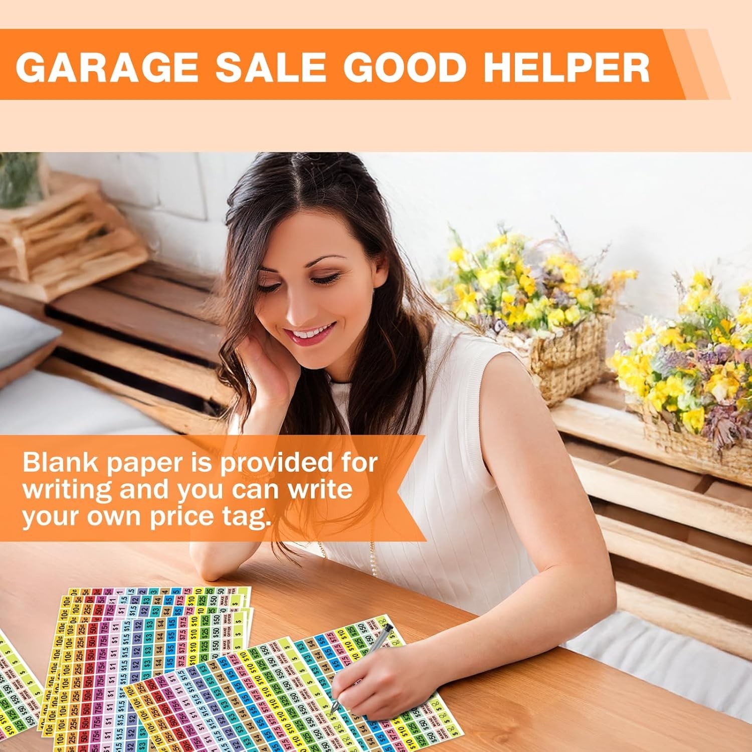 2400Pcs Garage Sale Stickers1/2"×3/4" Yard Sales Price Stickers Rectangle Pre...
