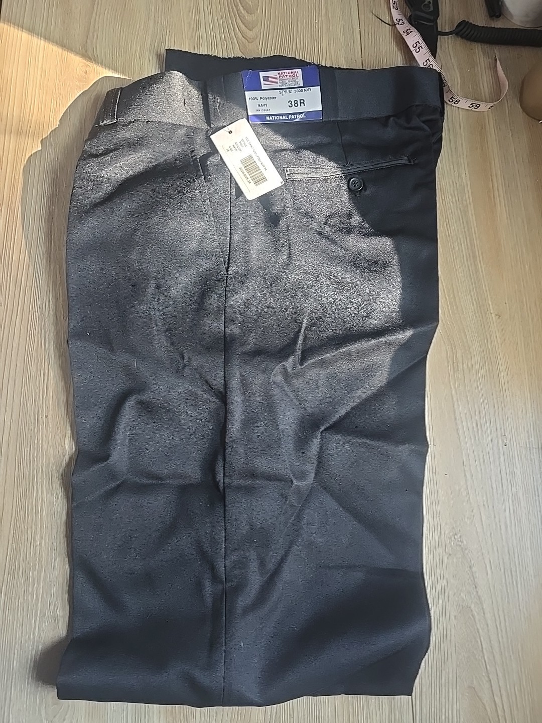 National Patrol Security Pants MENS 38 Navy Blue Polyester 3000 NVY Unhemmed