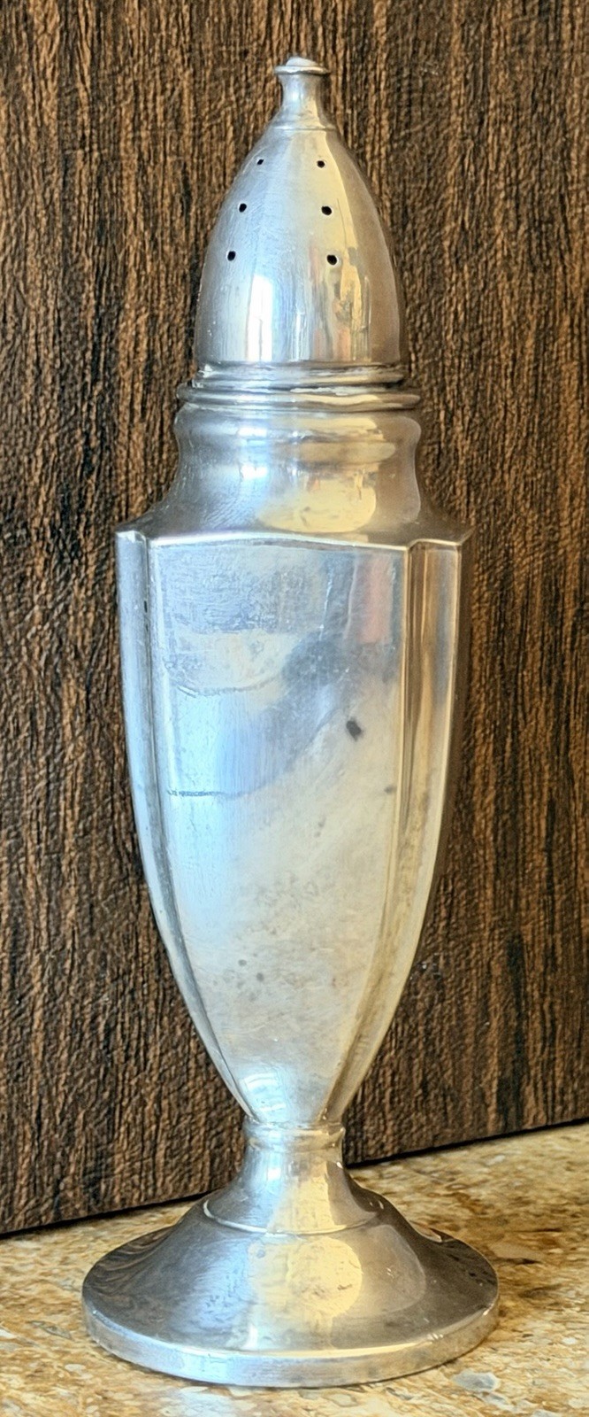 One Antique Sterling Silver Salt Or Pepper Shaker ~ Marked Crown/H/Shield #834