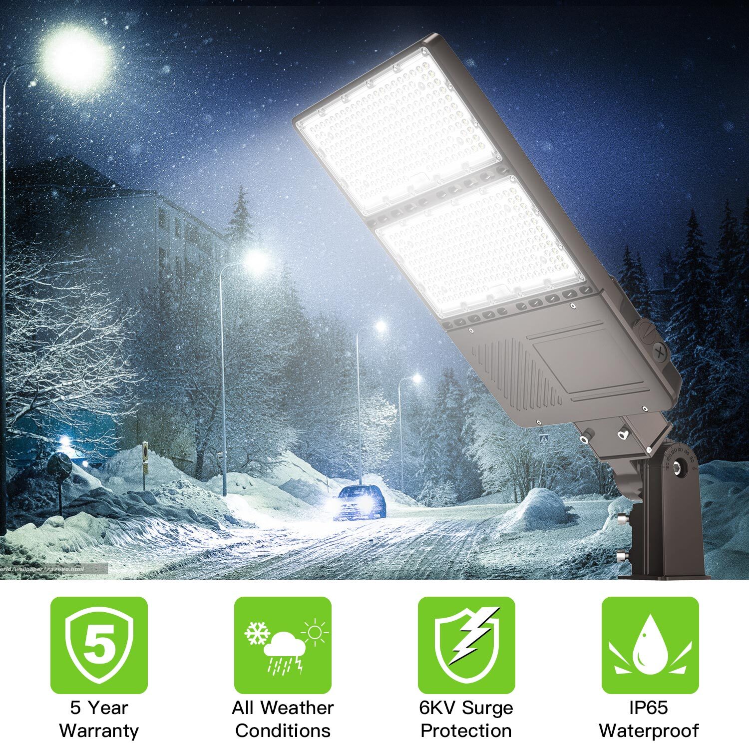 320 Watt LED Shoebox Light Outdoor Parking Lot Street Pole Fixture Dusk to Dawn