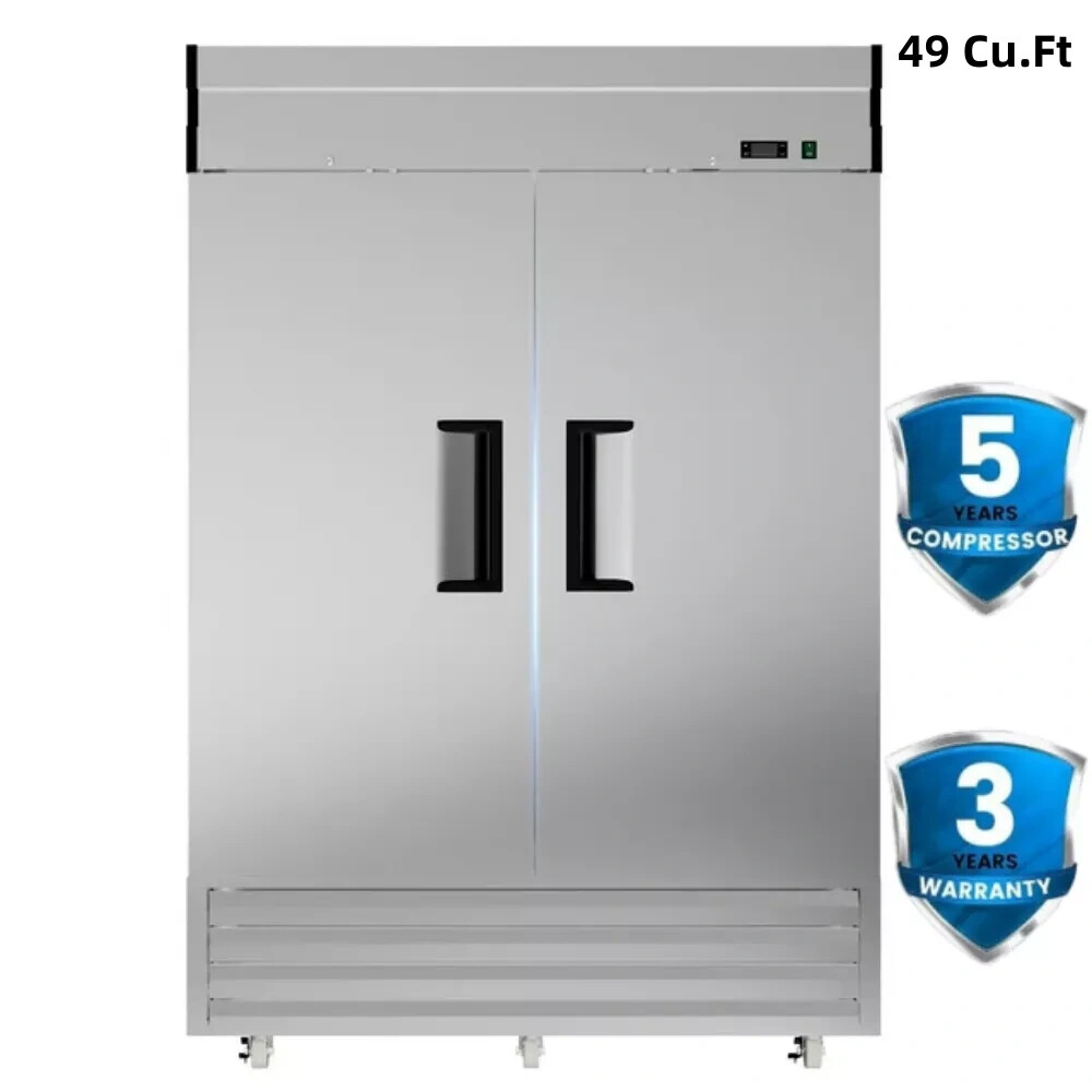 49 Cu.Ft Commercial Refrigerator Reach In Upright Refrigerator Two Solid Door