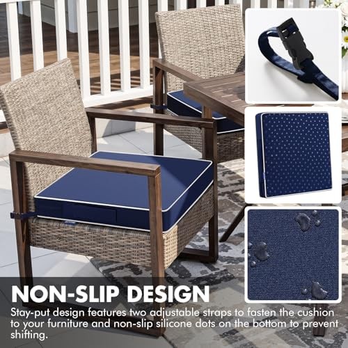 19 x 19 x 3 Outdoor Chair Cushions Waterproof 19 x 19 x 3 Inch 2 Navy Blue