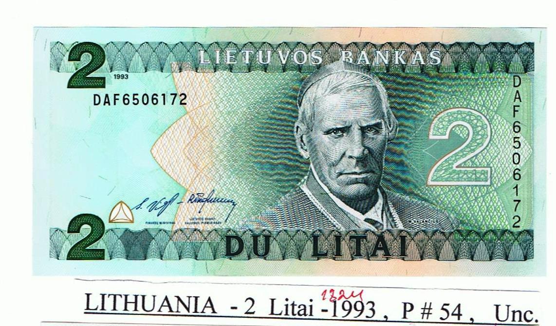 Lithuania - 2 Litai 1993 P#54 UNC!