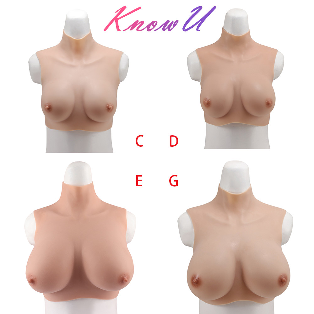 C/D/E/G Cup Fake Boobs Silicone Breast Forms Chest Expansion Natural Sagging