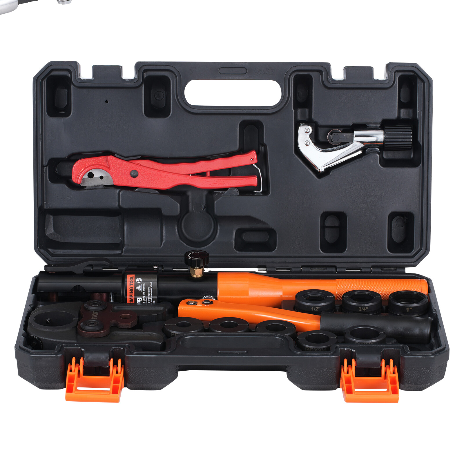 VEVOR Copper Tube Fittings Crimping Tool with 8 Jaws Pipe Cutter 360° Rotatable