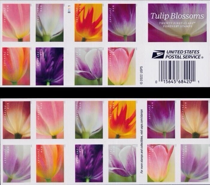 2023 USPS SHEET OF 20 FIRST CLASS LETTER STAMPS TULIP BLOSSOMS 78¢
