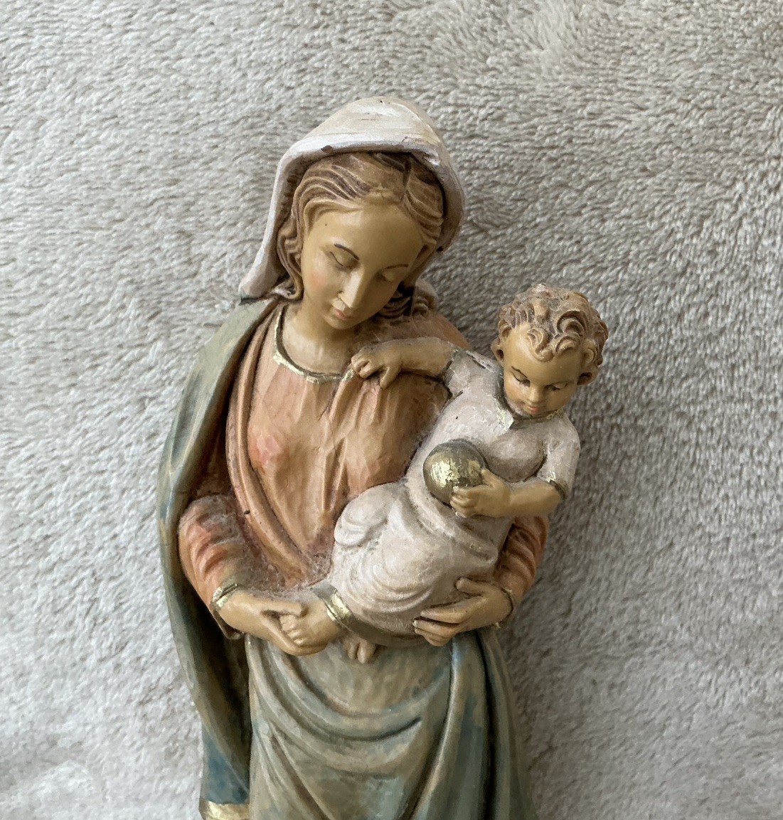 Vintage Malsiner Italy Madonna & Child Figurine Virgin Mary & Baby Jesus 9.5"
