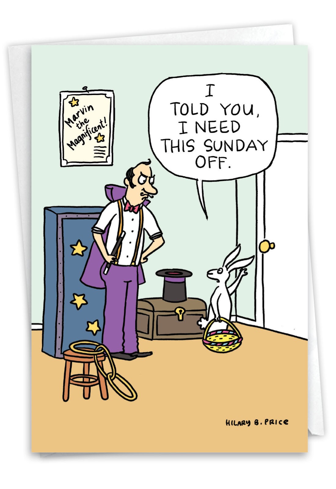 (1 Card) Bunny's Day Off - Funny Easter Greeting Card - NobleWorks C10531EAG