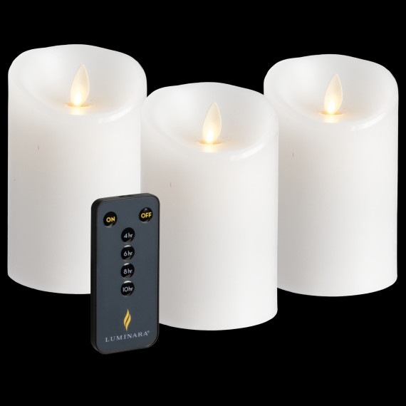 Luminara 3-Piece Flameless 4.5" Pillar Candle Set with Remote
