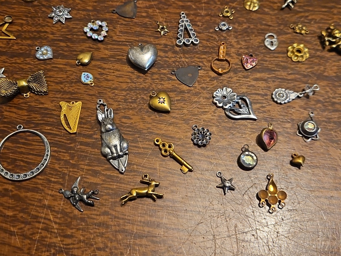 Lot Of 50 Mixed Parts Pcs France Vintage 60s Brass Stampings Findings Jewelry 24