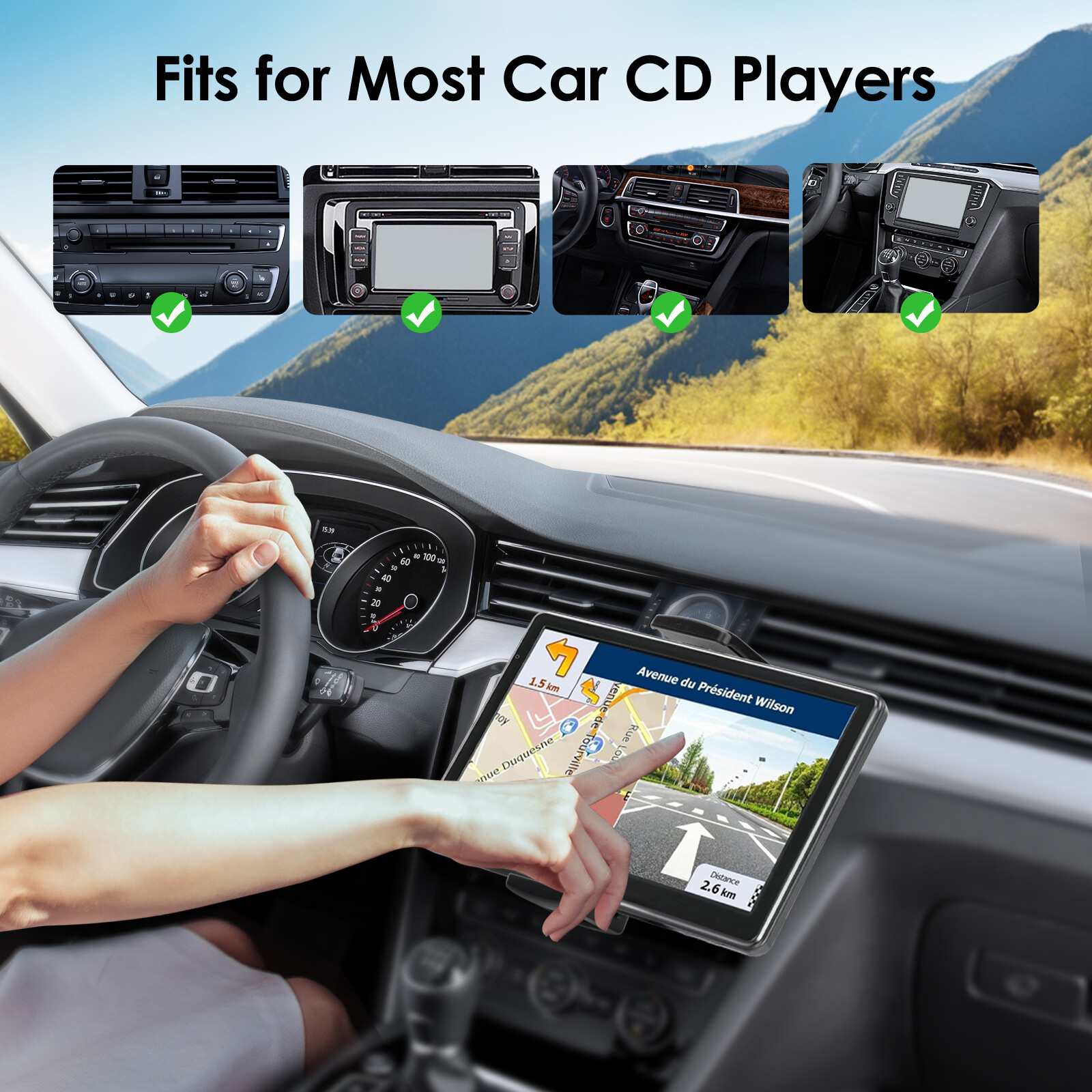 Car CD Player Slot Mount Holder Fit for 4.7-12.9in Tablets Mobile Phone GPS