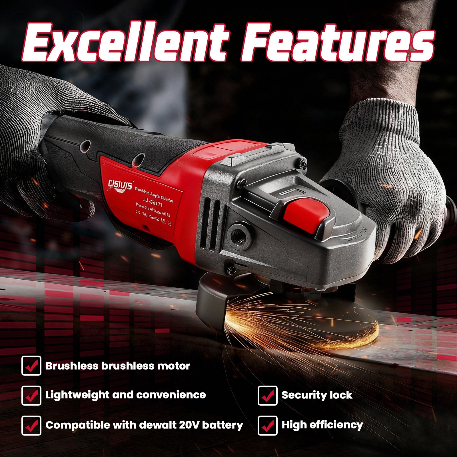 Cisivis Cordless 4-1/2" Brushless Angle Grinder for Milwaukee M18 Battery