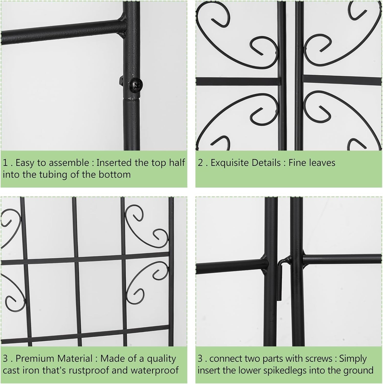 4 Pack 87"x 20" Metal Garden Trellis Wire Lattice Grid Panel for Climbing Plants