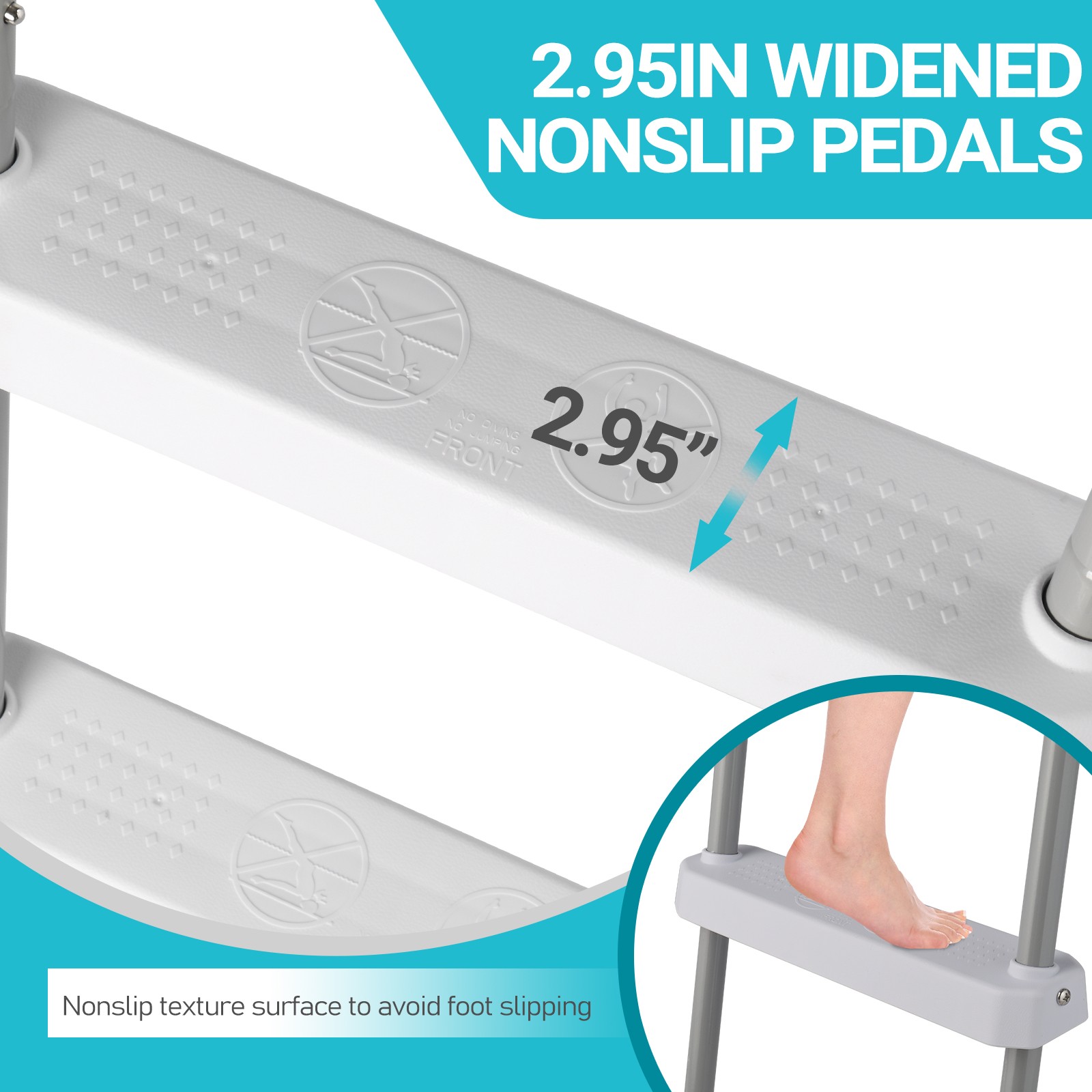 52in Swimming Pool 4 Steps Ladder, Coated Steel Frame, Improve Stability