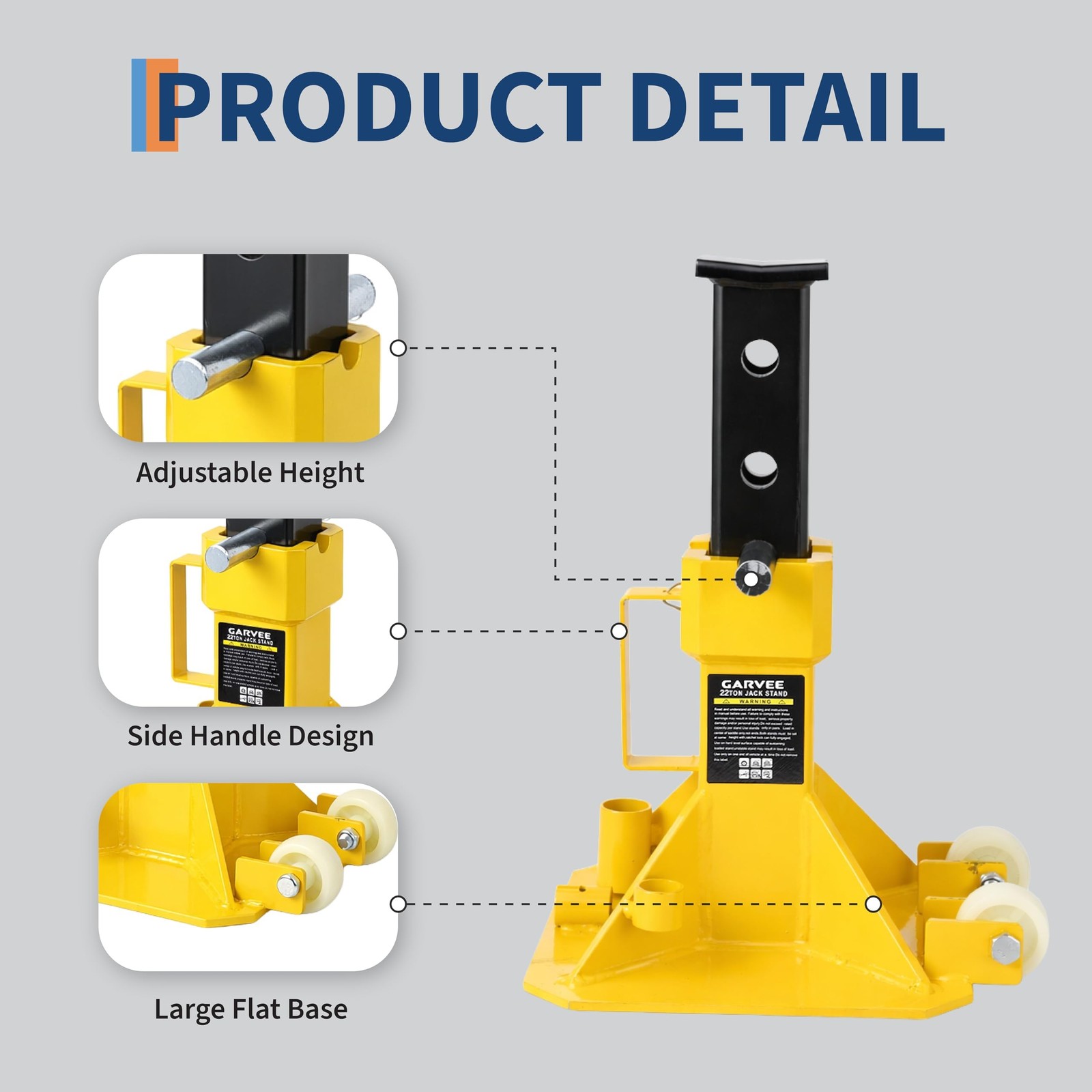 1 Pair 22 Ton Heavy Duty Car Jack Stand Pin Type Adjustable Height with Lock