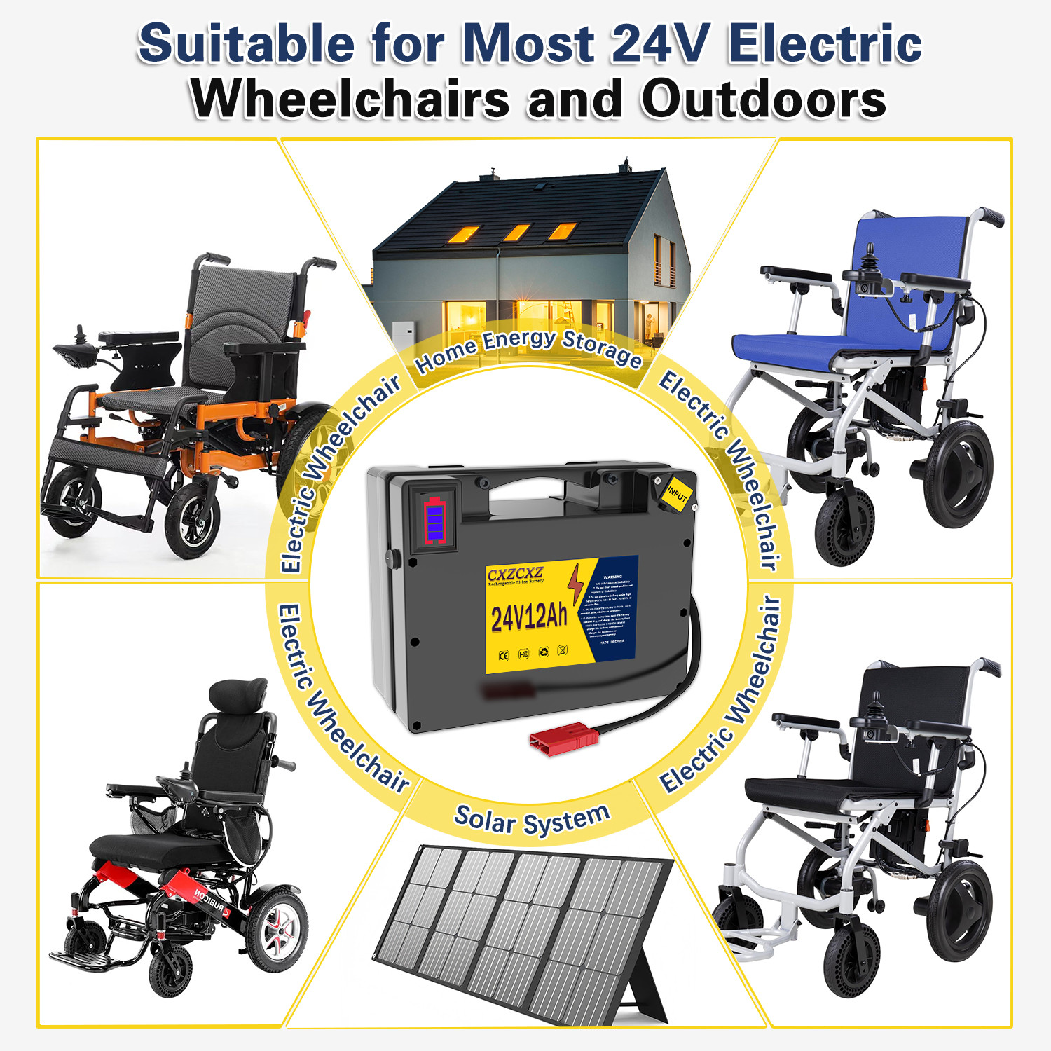 24V 12AH Lithium Battery for Electric Wheelchair,Better Than Lead-Acid Batteries