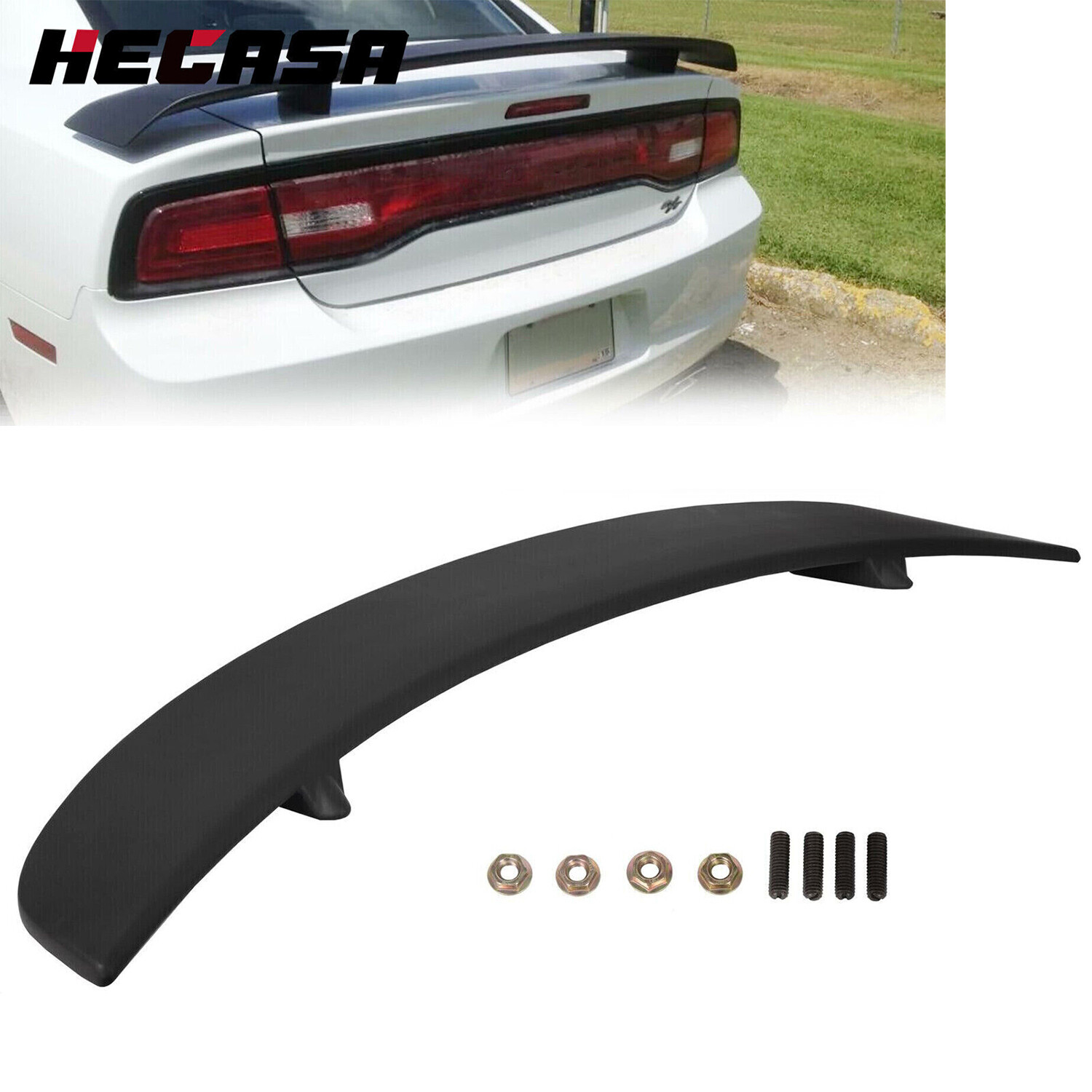 For 2011-2023 Dodge Charger Rear Trunk ABS Factory Spoiler Wing Matte Black