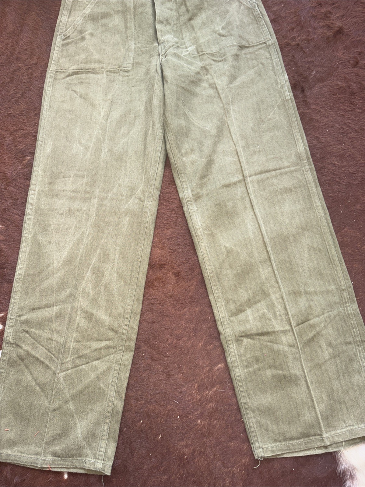 Vintage Military HBT Pants Trousers Sz 31x32 Faded Gusset Maker Unknown