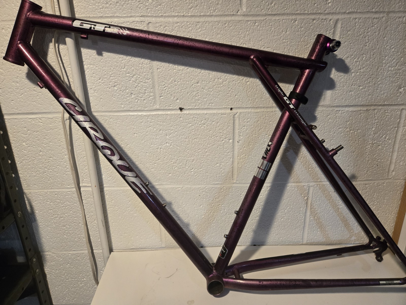 Vintage GT Cirque Mtb Hybrid Bicycle Frame Purple Flake Size 59cm Used Good...