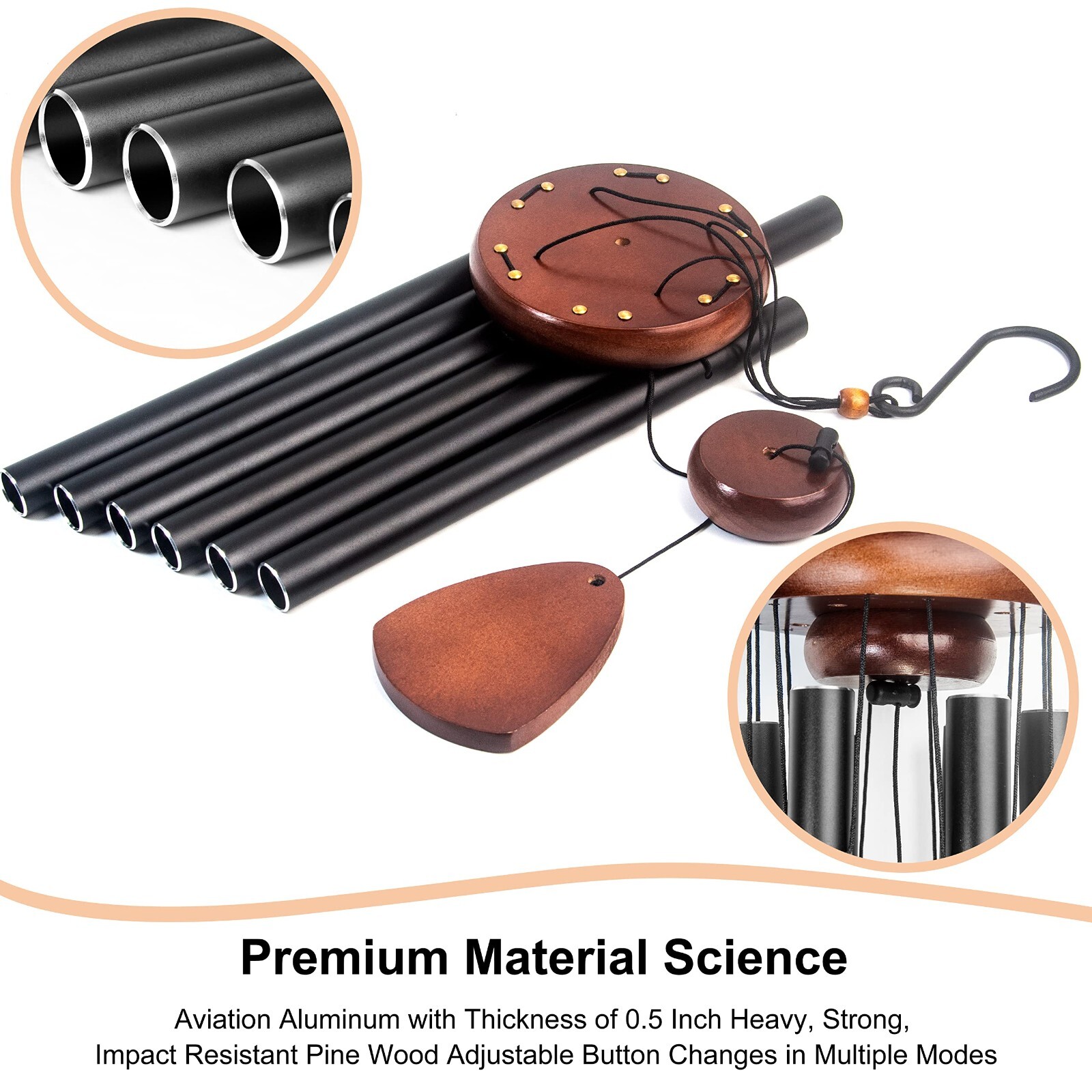 Large Deep Resonance Serenity Wind Chimes Metal Deep Tone Outdoor Home Decor US