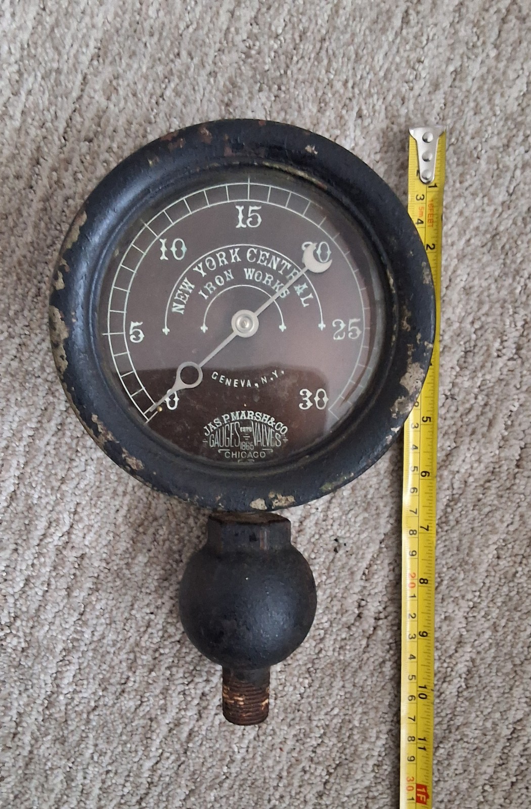 Antique Jas P Marsh Pressure Gauge- Chicago