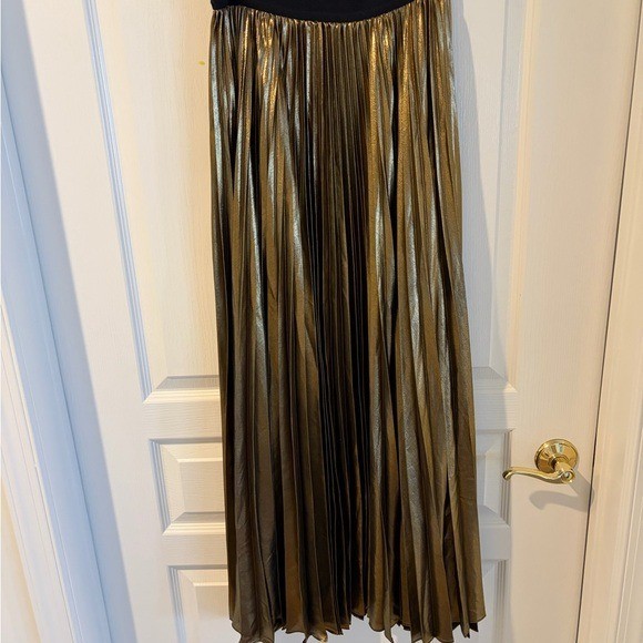 BCBGMaxAzria Metallic Gold Maxi Skirt
