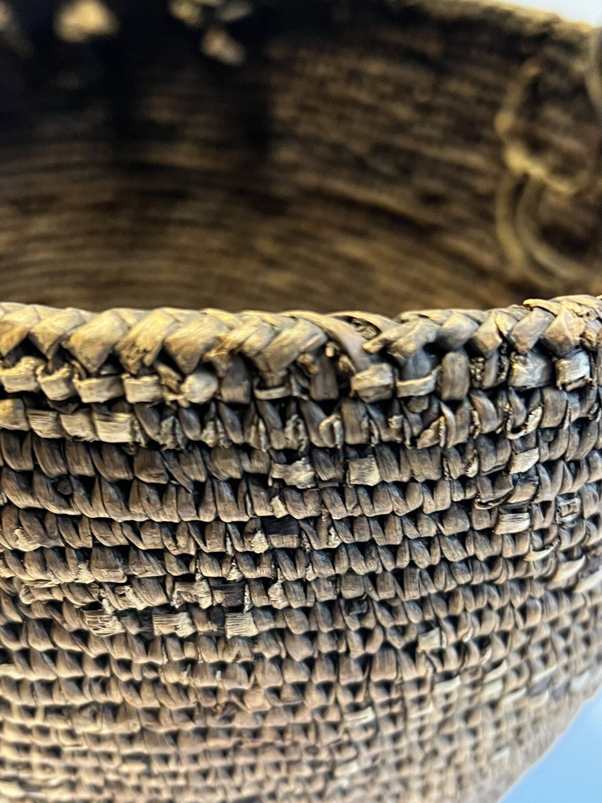 Antique Native American Indian Hand Weaved Basket; Large 13"; Late 1880's -1900