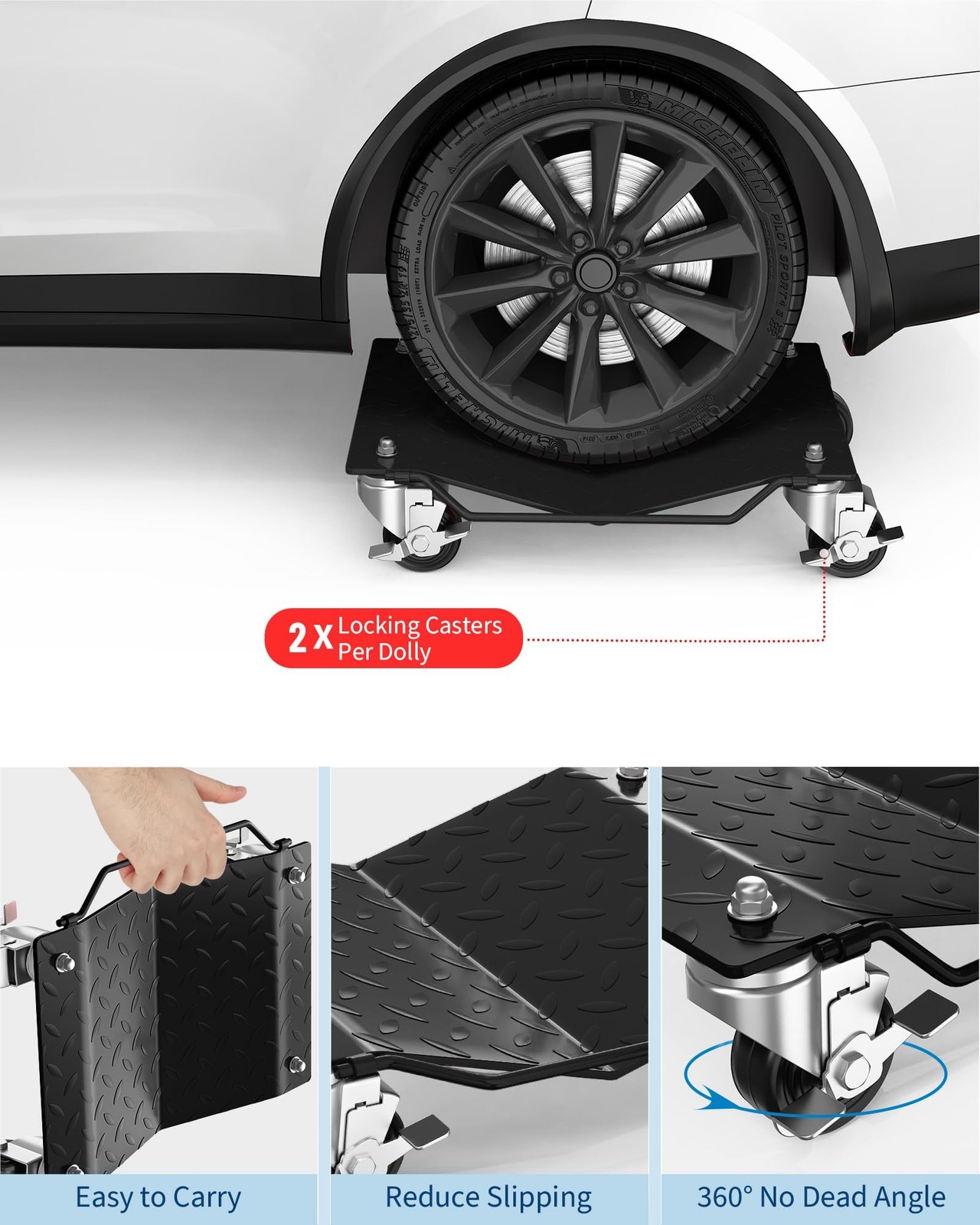 4 Pack Heavy Duty Car Wheel Dolly Set 1500 Lbs Per Dolly Garage Vehicle Mover