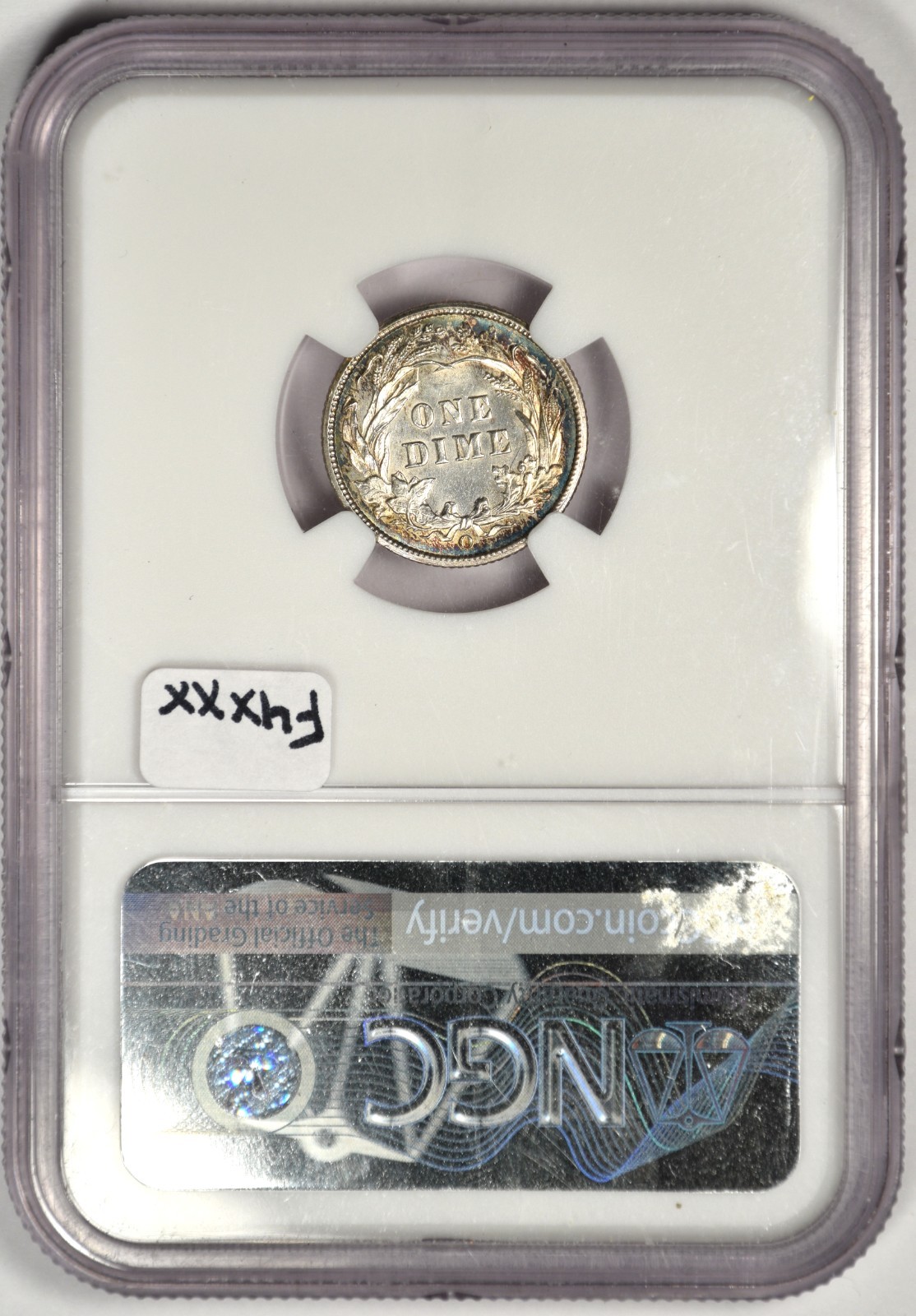 1892-O BARBER DIME ~ NGC MS61 ~ BLUE TONING AND CLASHED DIE REVERSE!