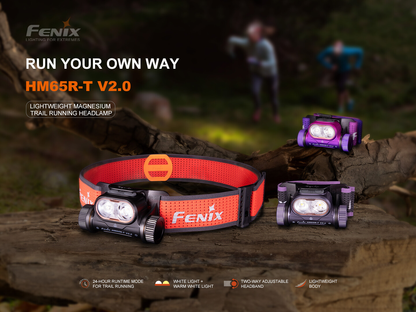 Fenix HM65R-T V2.0 1600 Lumen Rechargeable Trail Running Headlamp (Black)