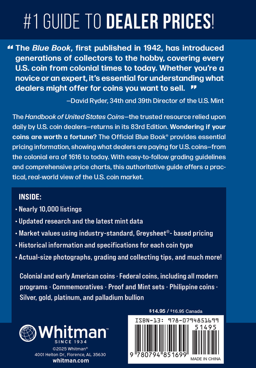 The Official Blue Book 2026 United States Coins Handbook