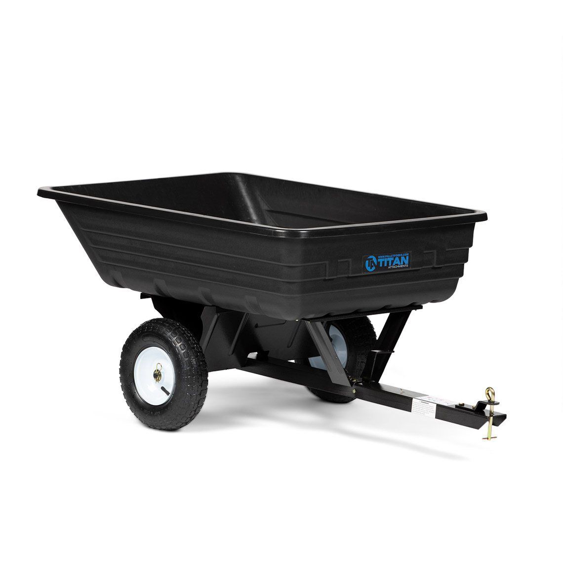 Titan Attachments 400 LB (10 Cu. Ft.) Economy Poly Dump Cart for Lawn Tractor