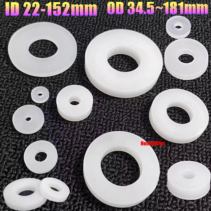 Round White Silicone Rubber Washer Flat Seal Gaskets High Temp Pads ID 22-152mm
