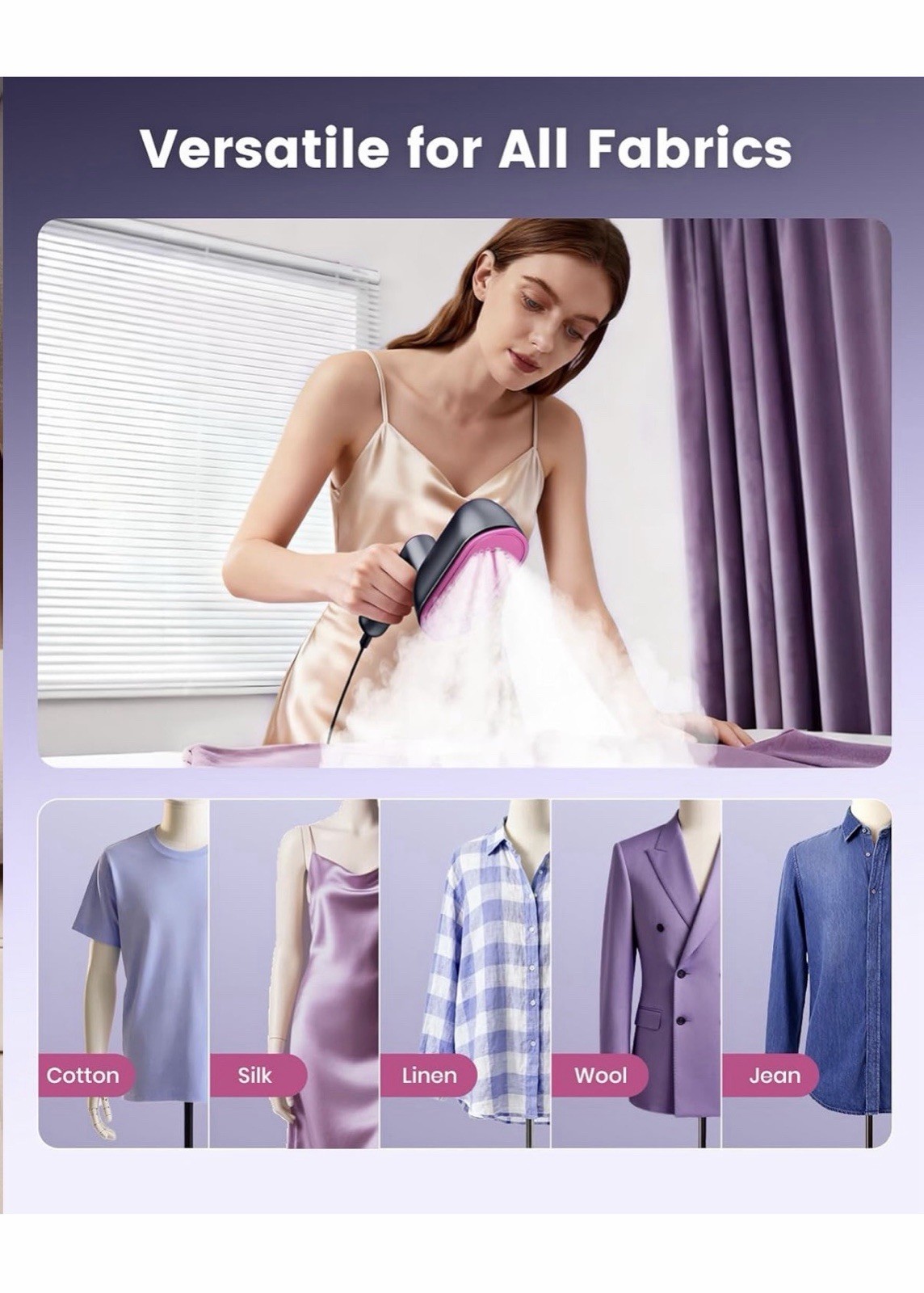 Jack and Rose Travel Steamer Iron Clothes Portable Handheld 1200W Fast Heat