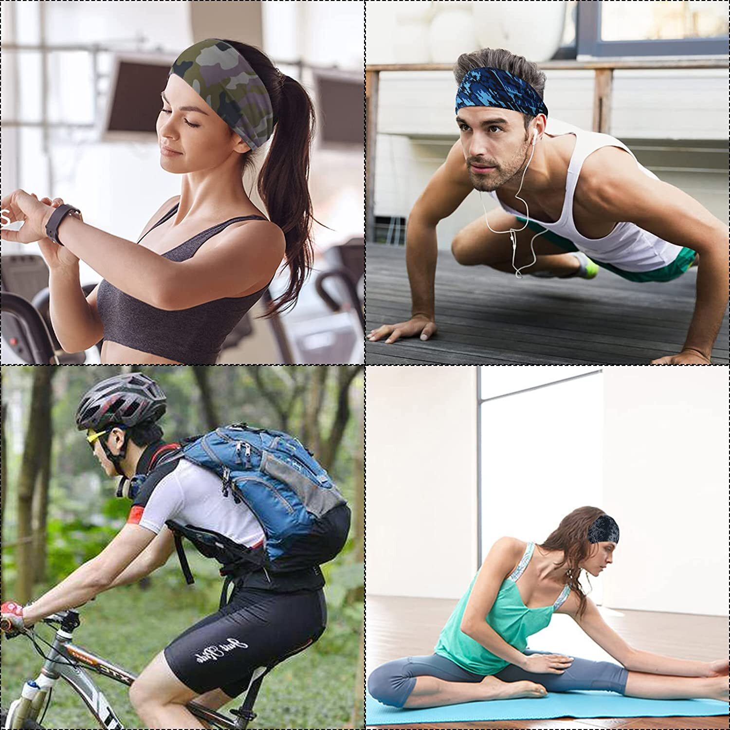 Sweat Headband for Men Women Sweatband Yoga Gym Running Stretch Sports Head Band