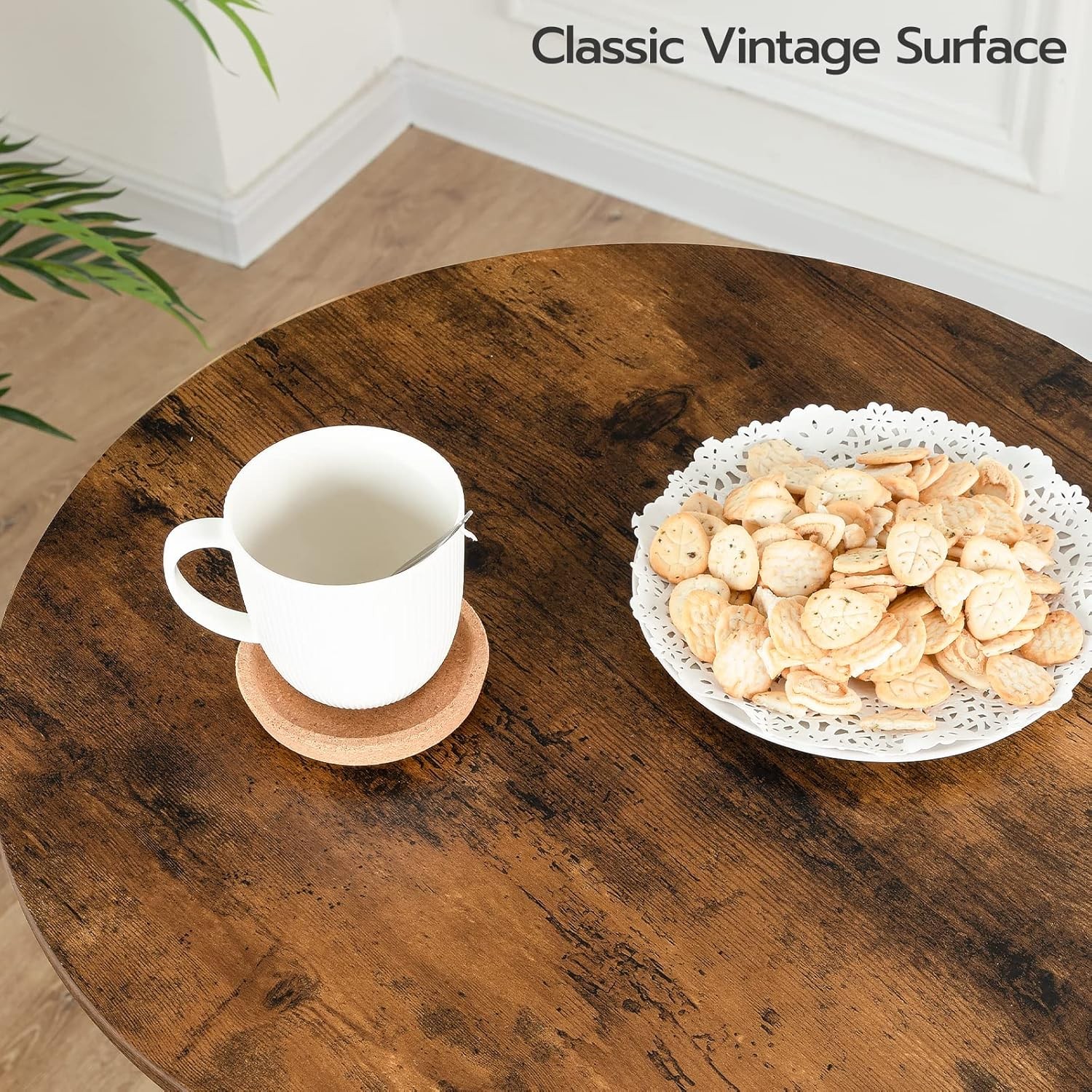 HOOBRO Bar Table Height-Adjustable Pub Table Suitable for Small Space Brown