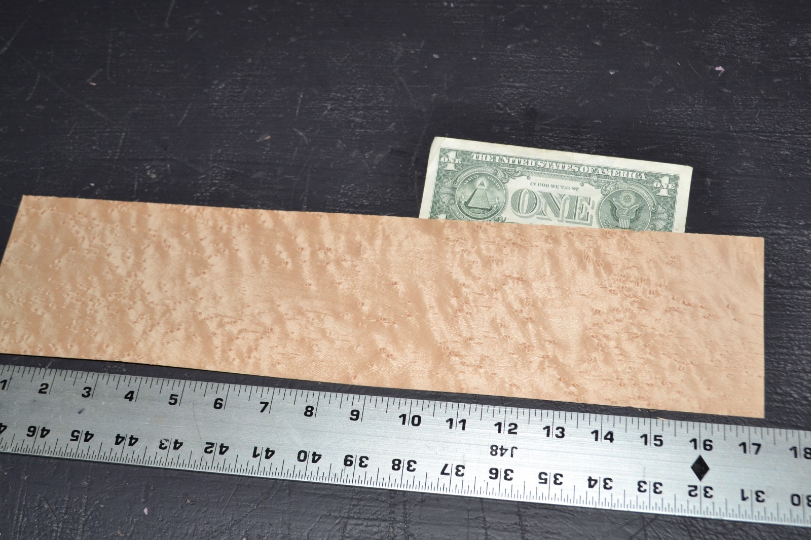 Birdseye Maple Raw Wood Veneer Sheet 4 x 17 inches 1/42nd thick 35138-97