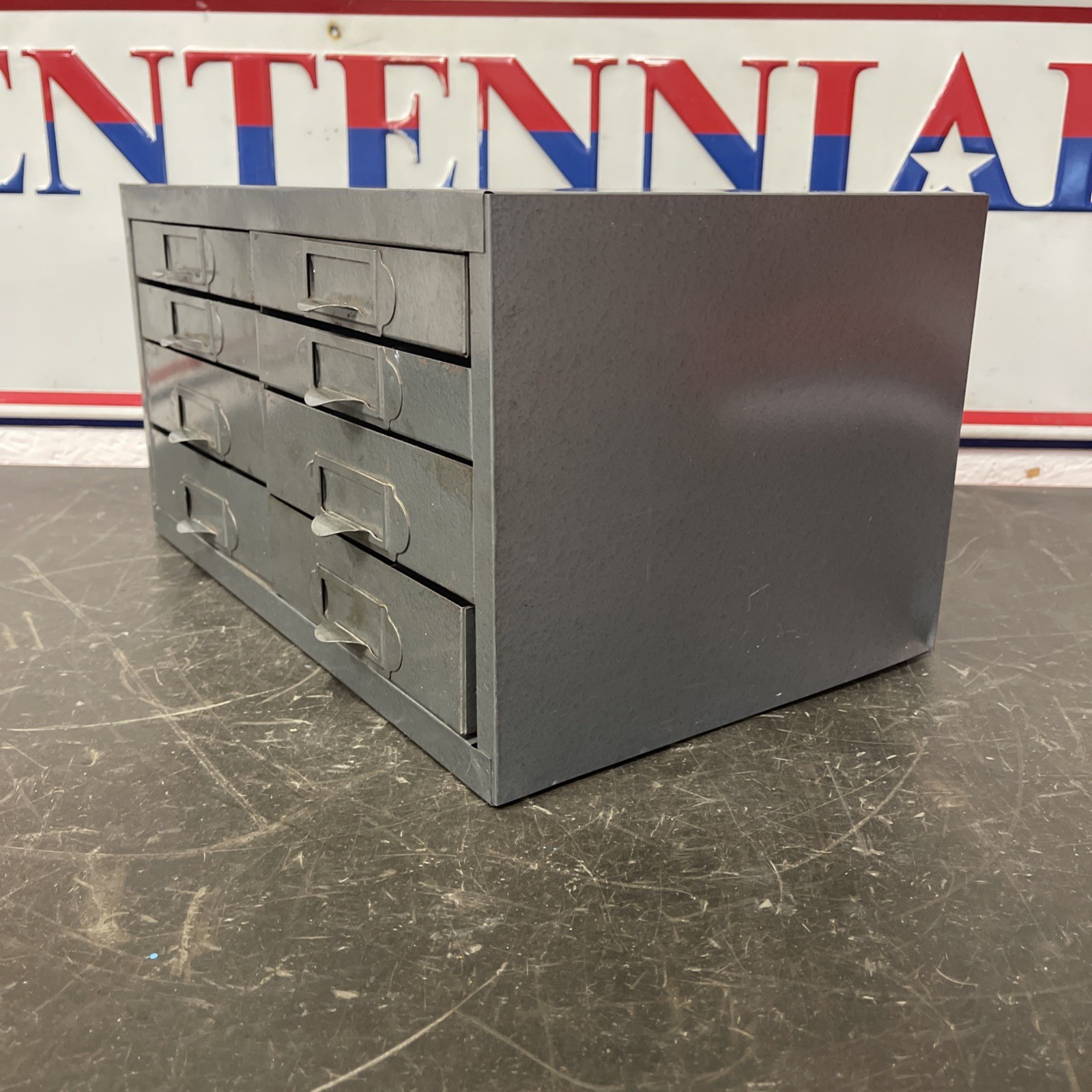 Vintage Craftsman Manufacturing Industrial Metal 8 Drawer Small Parts Cabinet