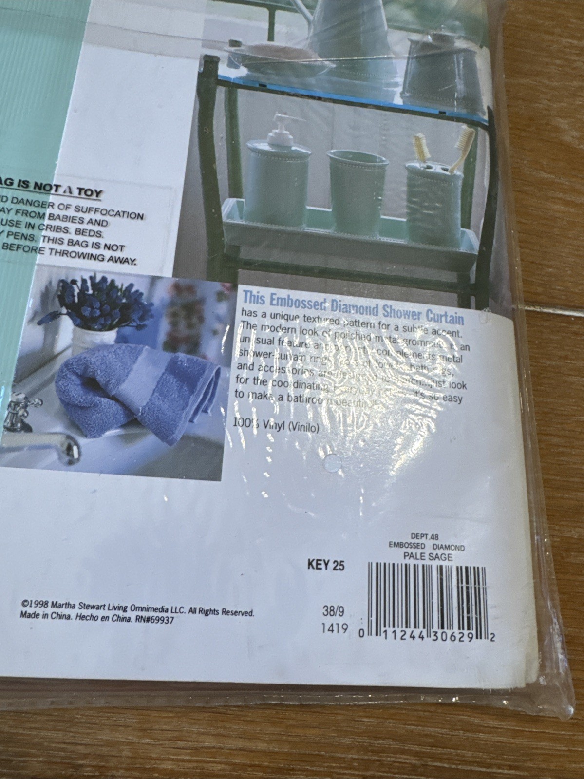 Martha Stewart Everyday Vinyl Shower Curtain Pale Sage 70W X 71L