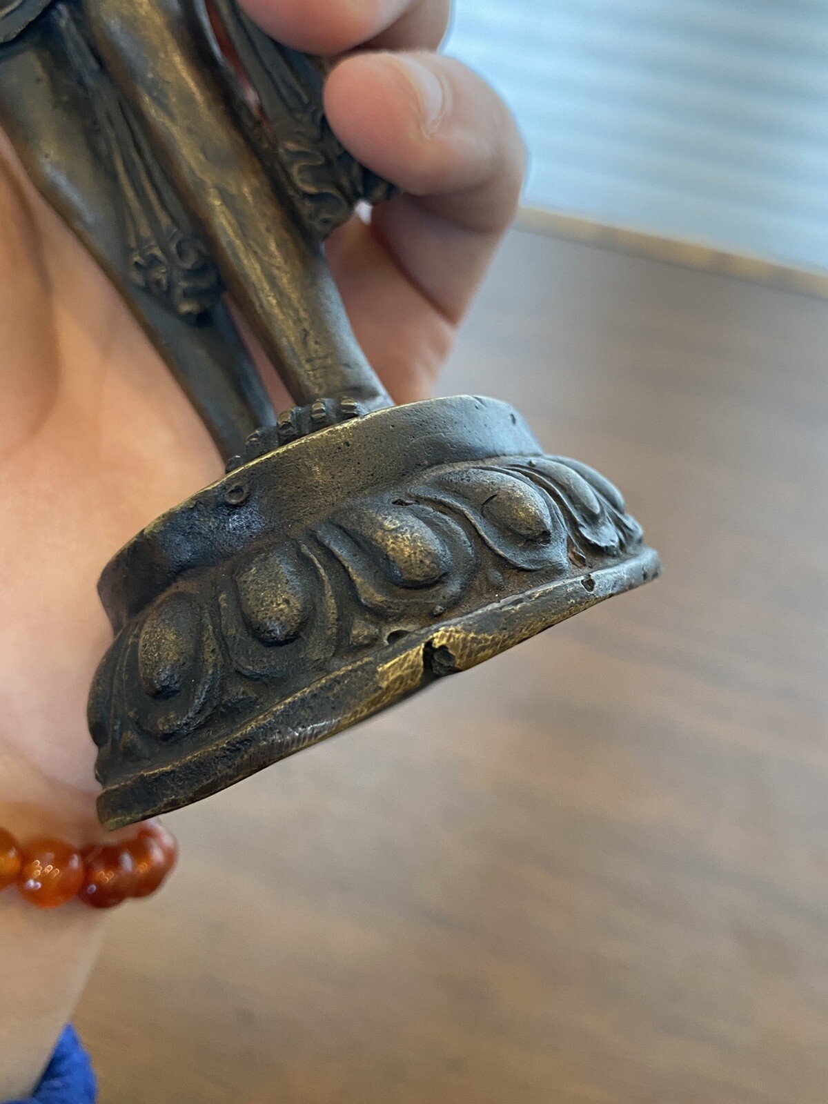 ANTIQUE Buddhist Deity Avalokiteshvara Bodhisattva Cast Bronze Sculpture 8.5"H