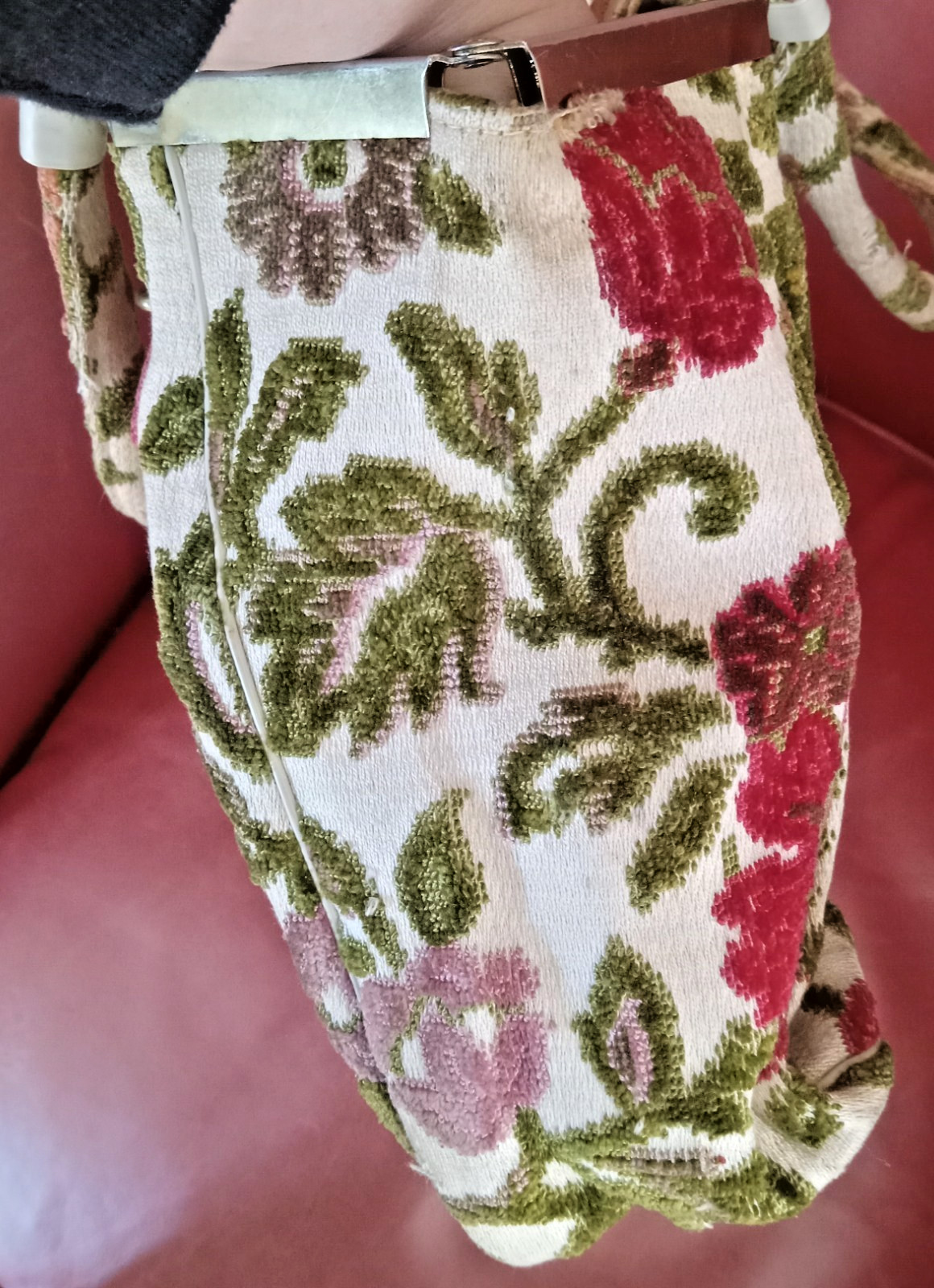 VTG MCM ETRA Fabric Textile Carpet Bag Metal Frame Handbag Floral Purse 50s-60s