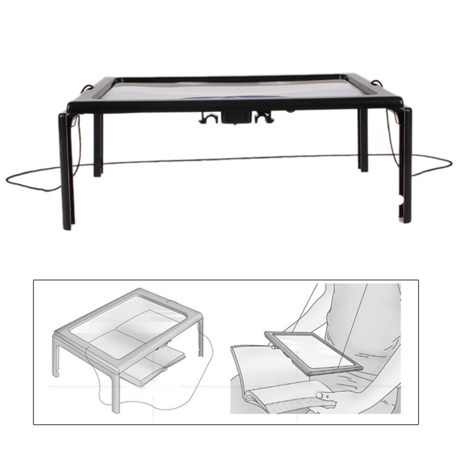 Full Page 3X Large Magnifier Book Reading Aid Magnifying Glass w/ 4 LED Lights