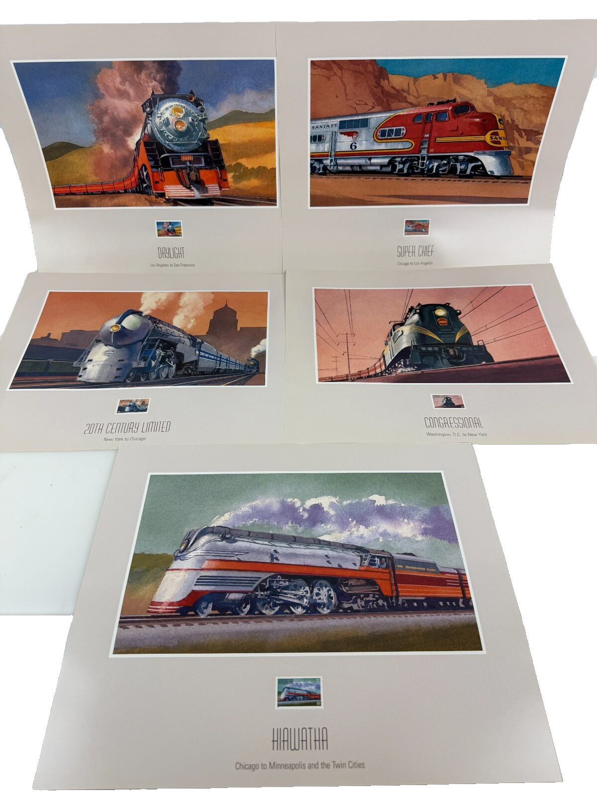 USPS "All Aboard" Stamp Complete Set Prints,Post Cards 1st Day of Issue Aug 1999