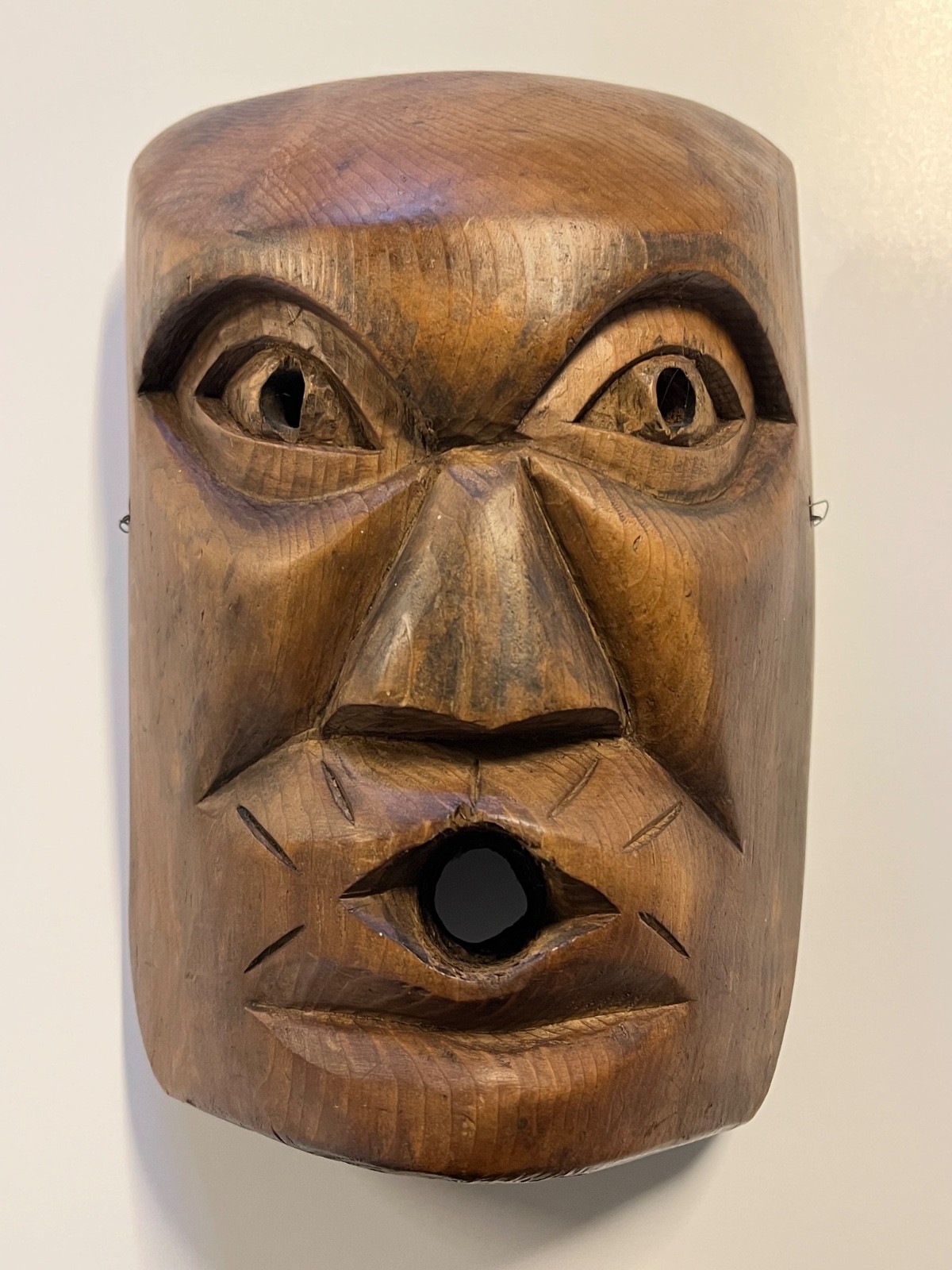 Antique Native American Hand Carved Wooden Mask; Northern Pacific Indigenous Art