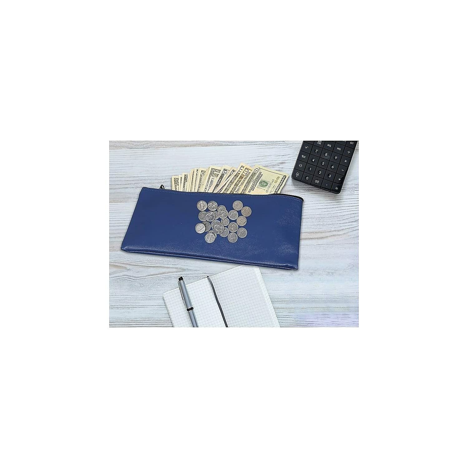 Honeywell 6503 Multipurpose Zipper Bank Deposit Money Bag Blue 11" x 6" 3-Pack