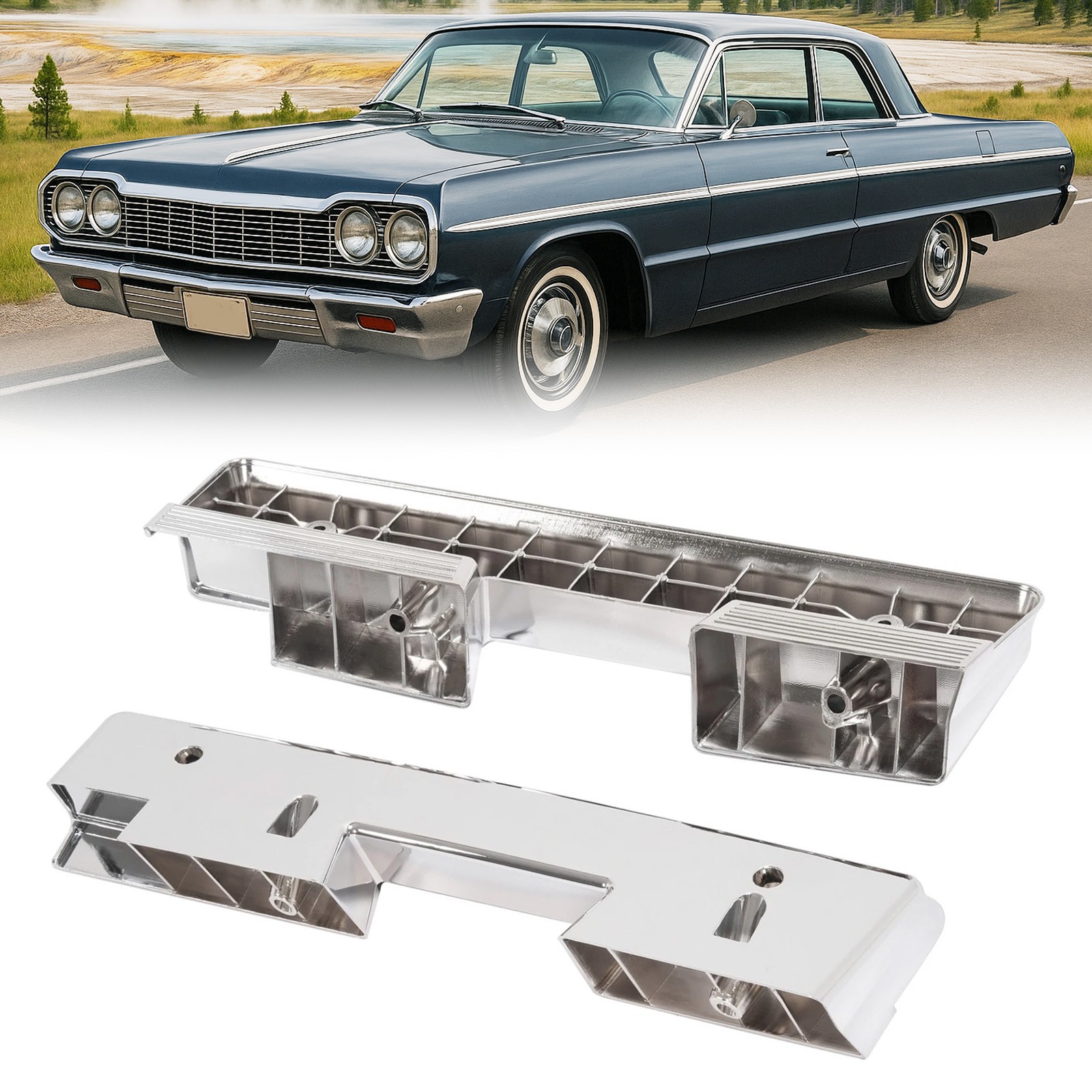 New For 1962-1964 Chevrolet Impala Chrome Front Arm Rest Bases Pair LH RH