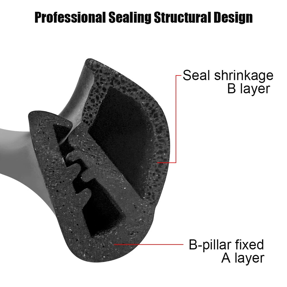 2X B Pillar Car Door Edge Weatherstrip Soundproof Rubber Seal Strip For Toyota